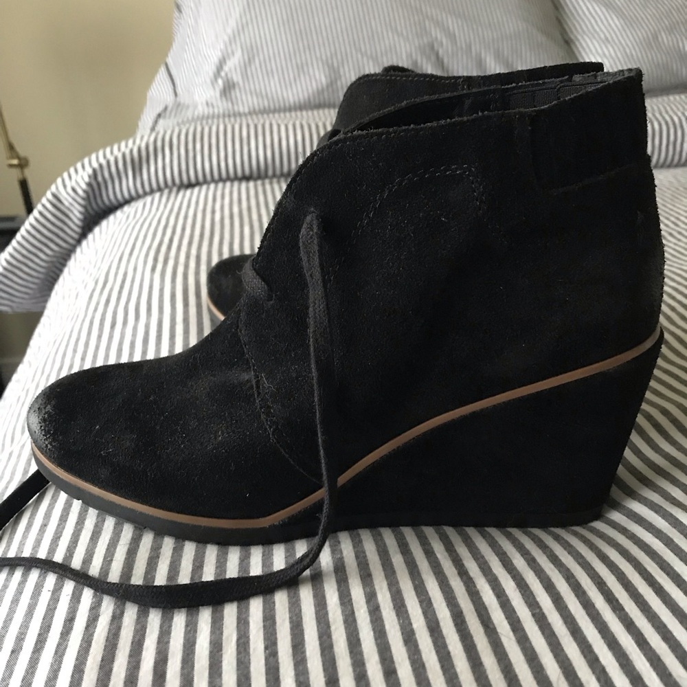 Black wedge booties